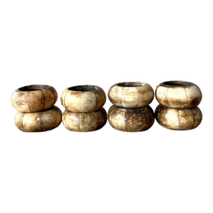 Vintage Boho Coconut Shell Napkin Rings - Set of 8
