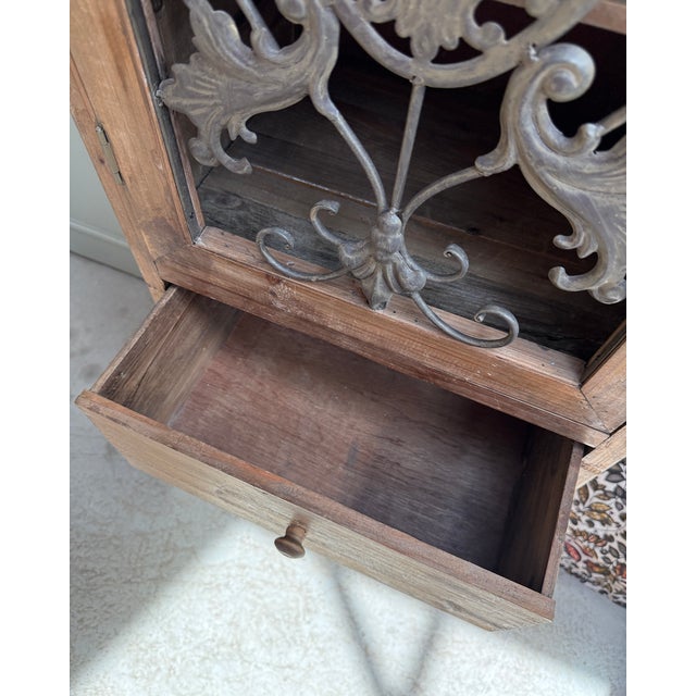 Tan Column Storage Unit with Sculpted Metal Door, 1890s For Sale - Image 8 of 18