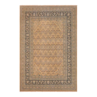 Shabby Chic Nude/Dark Green Wool Rug - 9'2'' X 12'0'' For Sale