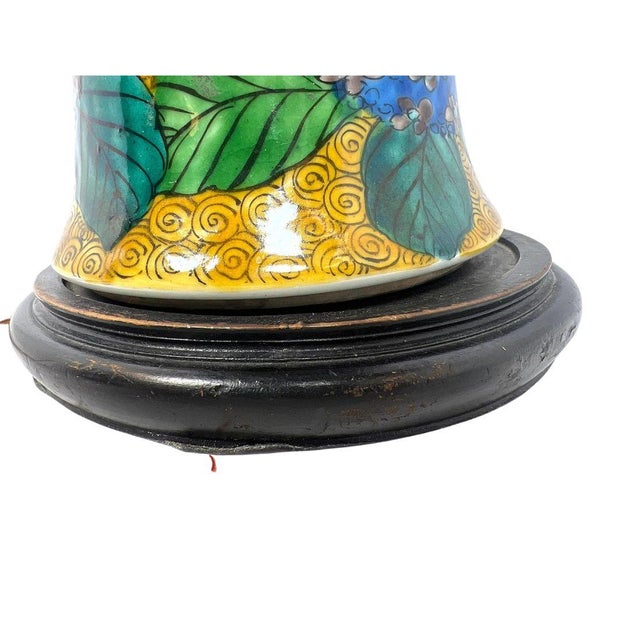 Asian Asian Style Painted Lamp With Hydrangea Motif For Sale - Image 3 of 5
