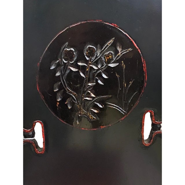 Black Old Chinoiserie Carved & Painted Chinese /Mongolian Side Chair For Sale - Image 8 of 8