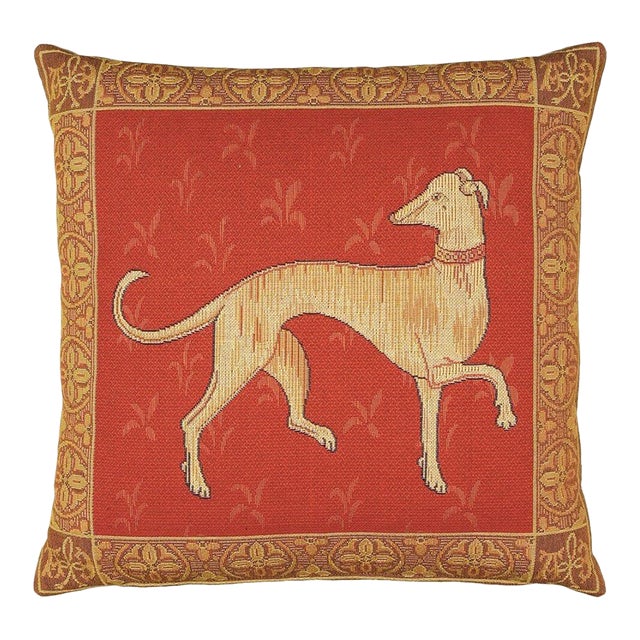 Cluny Greyhound Tapestry Cushion With Feather Filler - 46x46cm (18"x18") For Sale