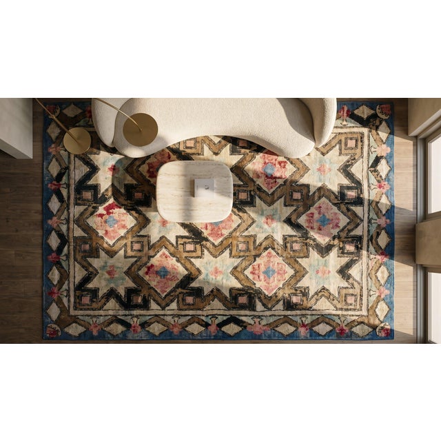 Ivory Wonderful Tan Camel and White Ivory Color With Diamond Design Antique American Hooked Rug For Sale - Image 8 of 8