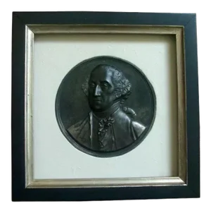 19th Century Patinated Steel Plaque Memorial George Washington Portrait Bust