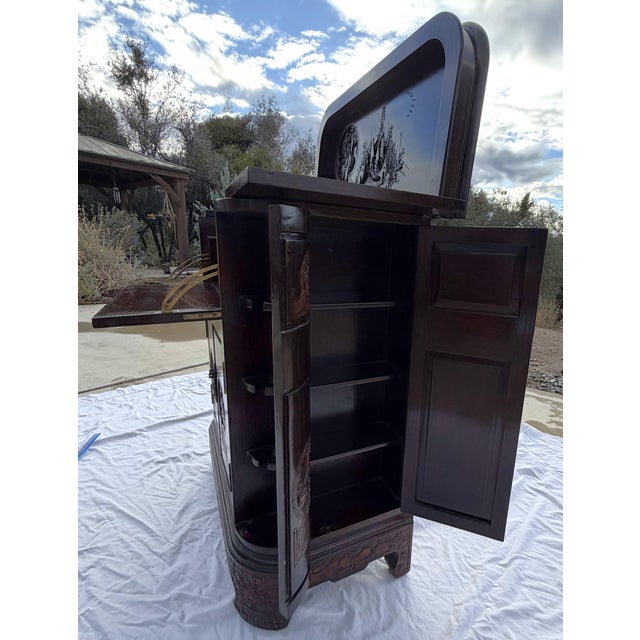 Mid-Century Chinese Hand-Carved Altar Cocktail Bar Cabinet by Hk Old Mary Sing Shun Co. - No. 9143 (With Original Catalog) For Sale - Image 15 of 17
