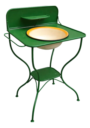 Vintage Green Metal Washstand with Enamel Basin, 1950s
