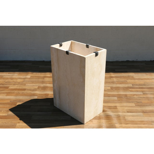 1980s Italian Postmodern Travertine Console Table by Stone International | Made in Italy For Sale - Image 16 of 18