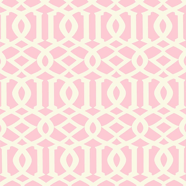 Schumacher Imperial Trellis II Wallpaper in Blush For Sale