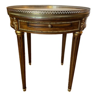 Marble Top Mahogany Side Table With Brass Gallery and Mounts For Sale