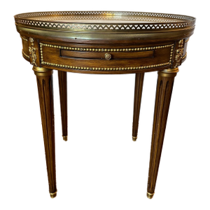 Marble Top Mahogany Side Table With Brass Gallery and Mounts