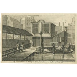 H. van Hilten, Damrak Near the Fish Market in Amsterdam, 1770, Paper For Sale