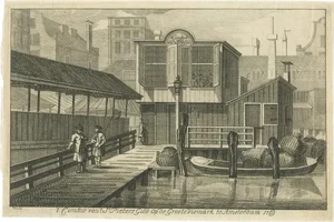 H. van Hilten, Damrak Near the Fish Market in Amsterdam, 1770, Paper