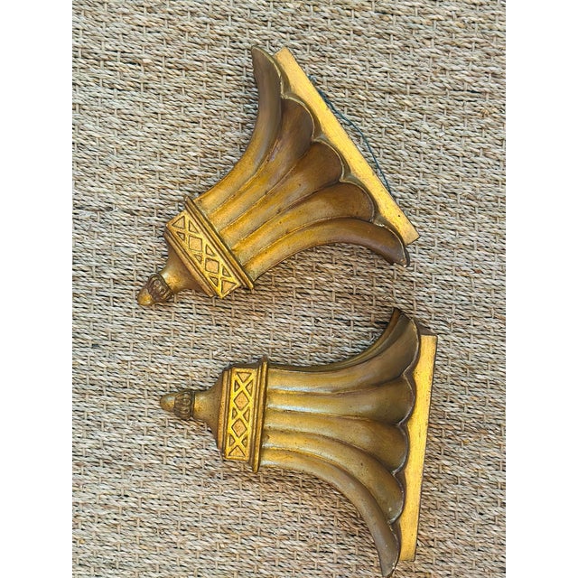 Hollywood Regency Vintage Hollywood Regency Wall Brackets For Sale - Image 3 of 7