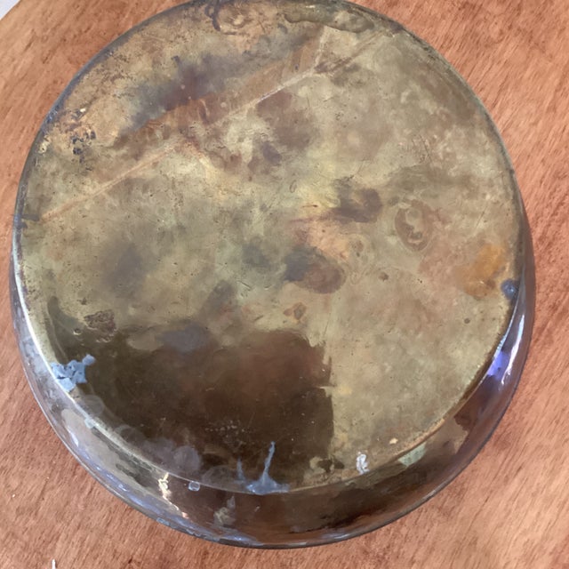 Mid 20th Century Vintage Footed Tarnished Brass Bowl/ Planter With Rounded Flared Rim For Sale - Image 5 of 12