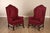High Quality American Made Pair of Wing Chairs with Shell-Carved Feet and Custom Damask Upholstery