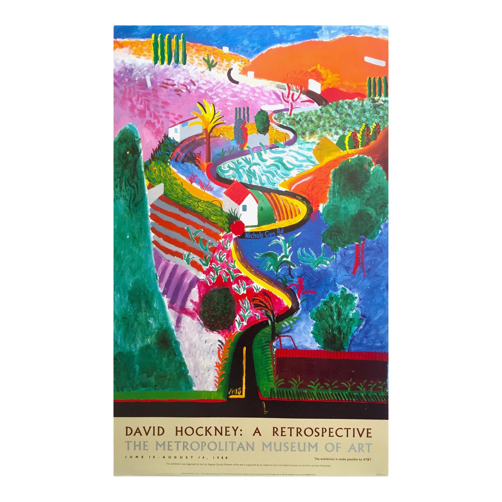 1988 David Hockney Metropolitan Museum Exhibition Poster, Framed Chairish