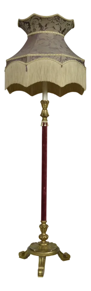 French Baroque Style Boudoir Standard Floor Lamp in Giltwood with Tassel Fringe, 1930s
