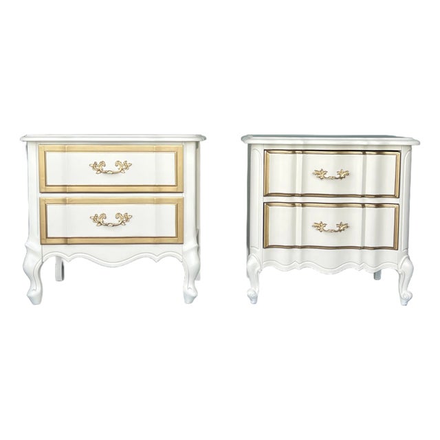 1970s French Style Cream Nightstands - Set of 2 For Sale