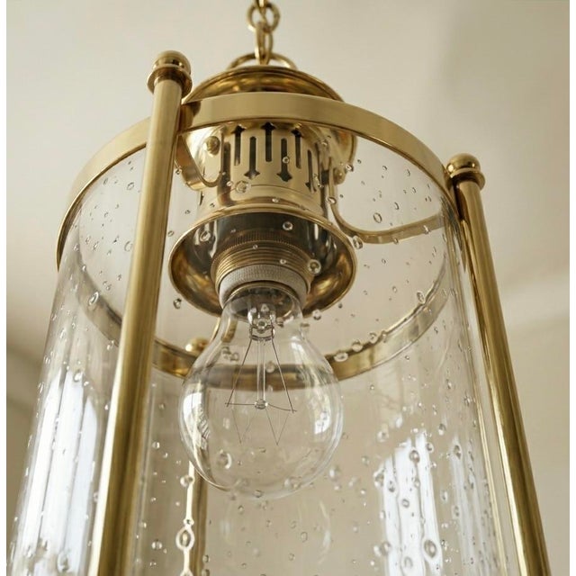 1970s Midcentury Italian Pendant Lamp or Lantern Made of Brass and Blown Glass, From the 1970s For Sale - Image 5 of 6
