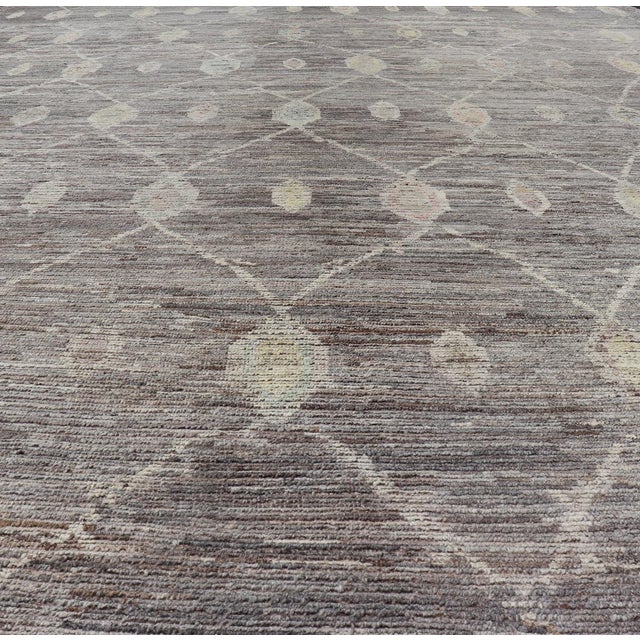 Modern Afghan Tribal Rug in Wool With Sub-Geometric Design in Multicolor 13'6 X 19'5 For Sale In Atlanta - Image 6 of 12