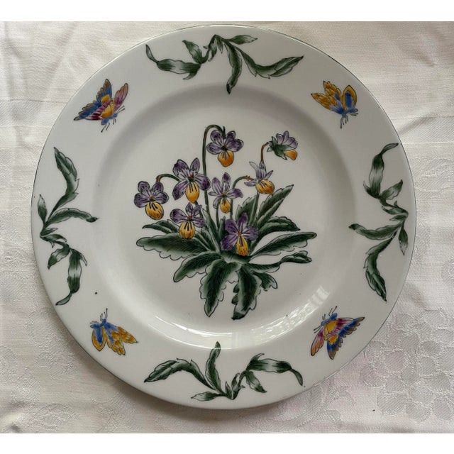 Ceramic Vintage Botanical Porcelain Plates Decorative Flowers For Sale - Image 7 of 11
