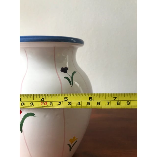 Hand Painted Vintage Pottery Flower Vase From Italy For Sale In Boise - Image 6 of 8