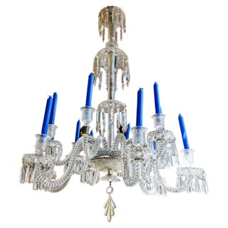 Crystal 12-Arm Chandelier with Finely Decorated with Pearls from Baccarat, 19th Century For Sale