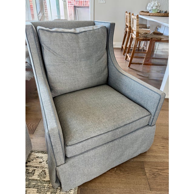 Contemporary Lee Industry Swivel Glider Pair of Chairs For Sale - Image 3 of 8
