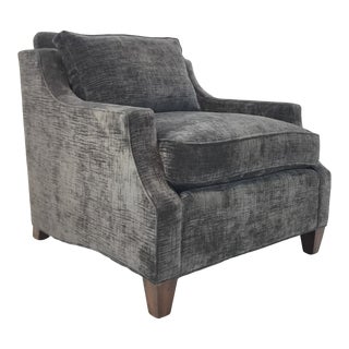 Thomasville Modern Dark Gray Burnt Velvet Club Chair For Sale