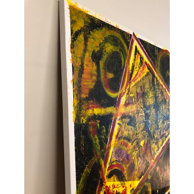 Abstract Original Acrylic Painting on Canvas Wrapped Wood Frame For Sale - Image 4 of 9