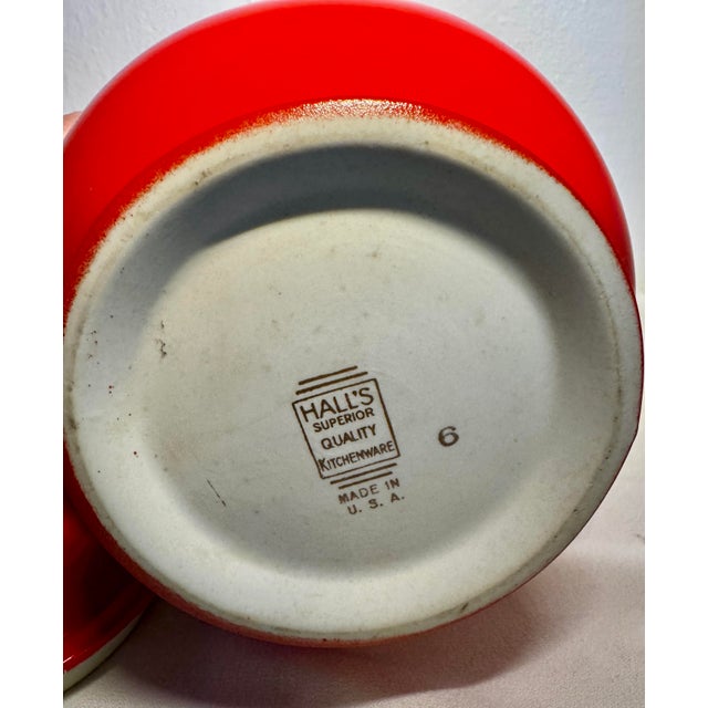 1930s 1930’s Hall China Company Five Band Cookie Jar For Sale - Image 5 of 9