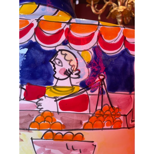 1960s Desimone-Style Massive Italian Ceramic Painted Vase For Sale In San Francisco - Image 6 of 9