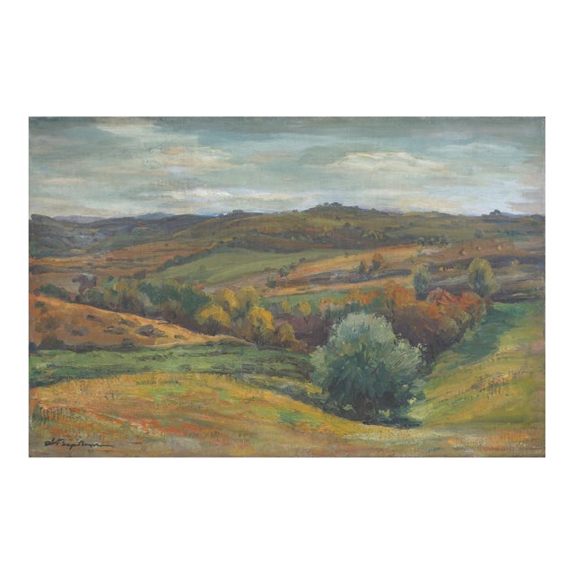 Mid Century Impressionist Autumn Rolling Hills Landscape by A. Verbitski For Sale