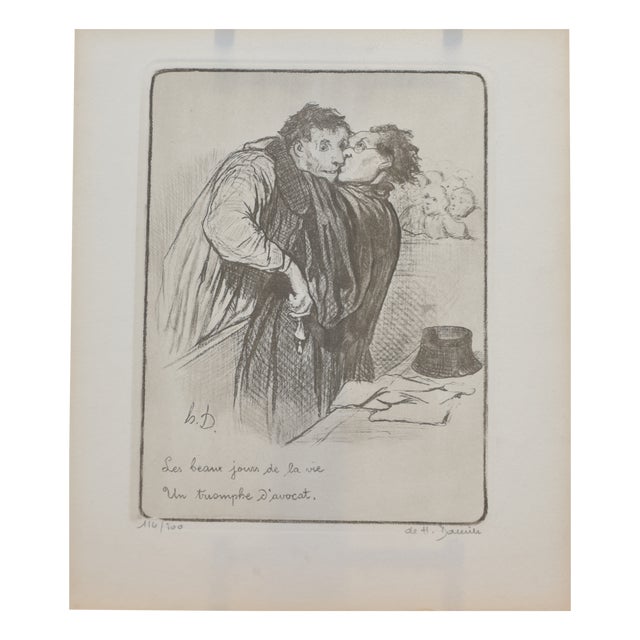Un triomphe d'avocat, Honore Daumier, Circa 1855, Lithograph Under Glass For Sale