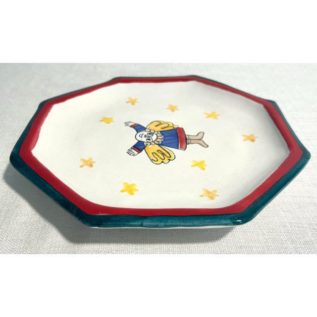DeSimone MCM Italian DeSimone Octagonal Ceramic Hand Painted Angel Plate For Sale - Image 4 of 7
