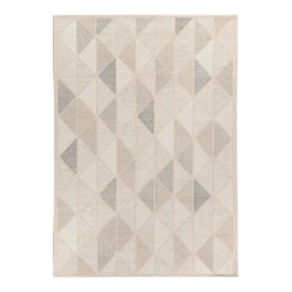 Scandinavian Rug in White, Greige Geometric Pattern by Rug & Kilim 3x14 For Sale
