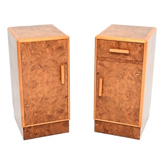 Art Deco Burr Walnut Bedside Cabinets, 1930, Set of 2 For Sale