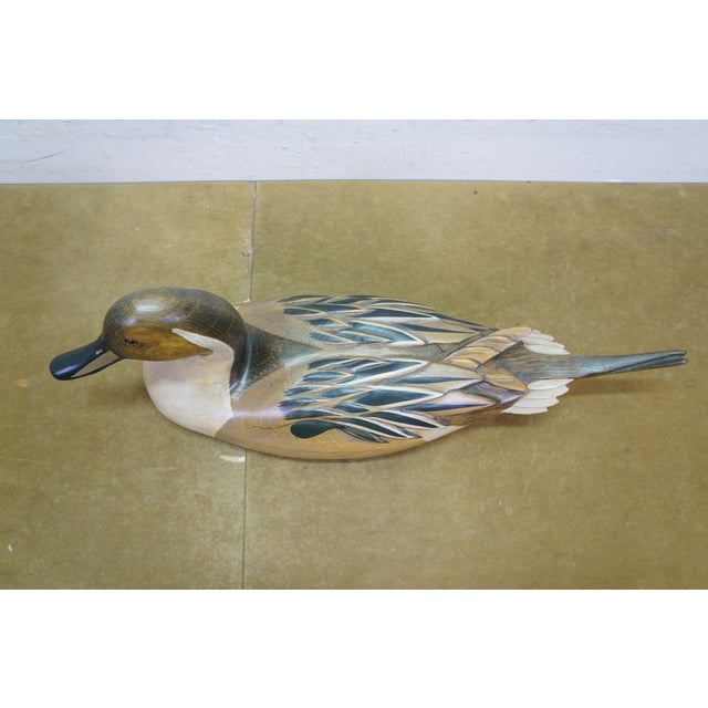 1980s Bob Hayden Windy Creek Hand Carved & Painted Wood Pintail Drake Duck Decoy 21" For Sale - Image 10 of 13