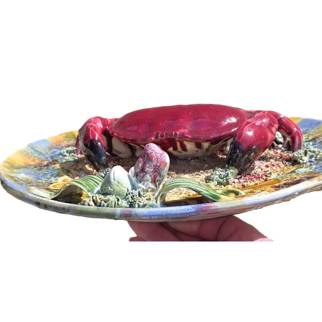 Large Majolica Earthenware Platter with Crab Decoration from Vallauris, 1950, in Very Good conditions. Designed 1950 to...