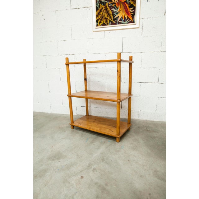 Scandinavian Rectangular Shelf in Pine with Round Pencil Legs, 1960s For Sale - Image 11 of 18