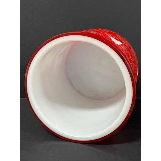 Chinese Art Peking Glass Overlay Brush Pot With Phoenix Bird and Floral Design For Sale In New York - Image 6 of 12