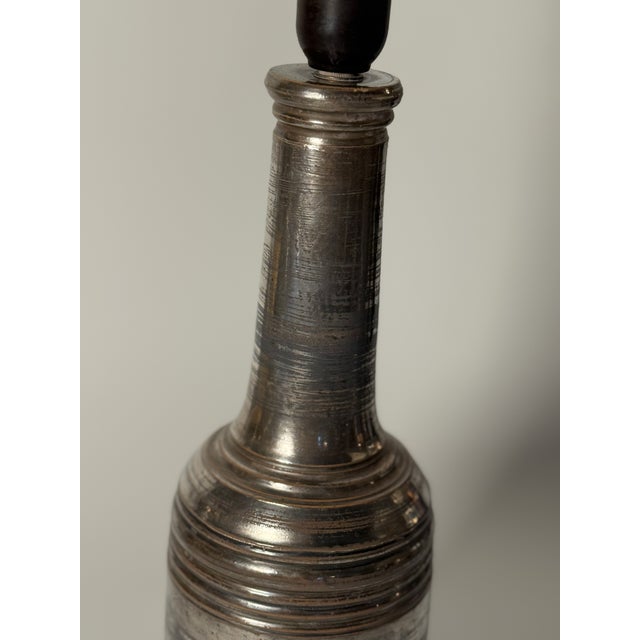 Textile Large Stoneware Table Lamp in Silver Glaze by Bitossi for Bergboms, 1970s For Sale - Image 7 of 15