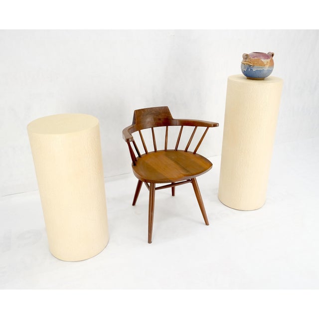 John Dickinson Pair Round Textured 30" & 36" Tall 14" Dia Cylinder Shape Pedestals Stands MINT! For Sale - Image 4 of 10