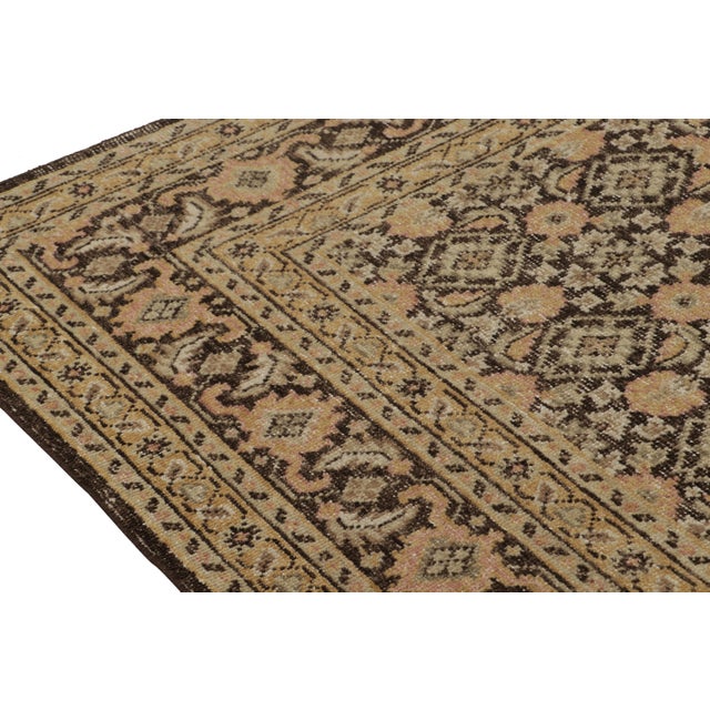 Rug & Kilim Rug & Kilim’s Distressed Persian Style Rug in Brown and Gold Floral Patterns For Sale - Image 4 of 7