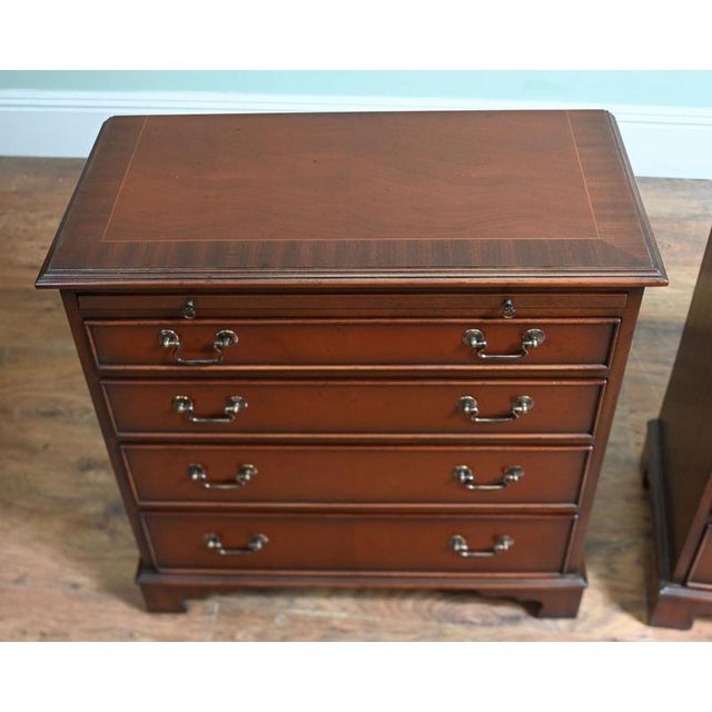 Georgian Revival Mahogany Bachelor's Beside Cabinets, Set of 2 For Sale - Image 6 of 8