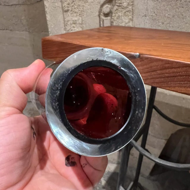 Modern 1980s Modern Pair Art Glass Vases Controlled Bubble Poland For Sale - Image 3 of 10