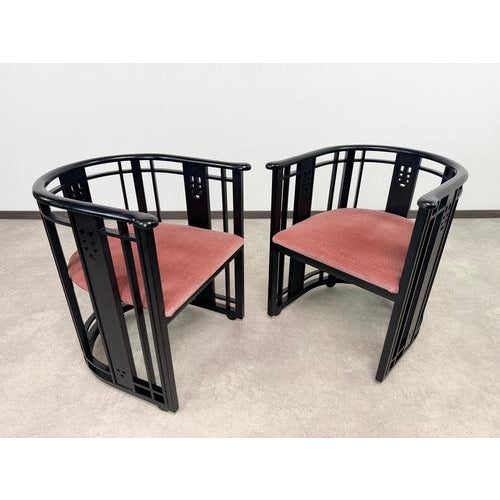 Postmodern Postmodern Chat Barrel Armchairs attributed to Umberto Asnago for Giorgetti, Italy, 1980s, Set of 2 For Sale - Image 3 of 16