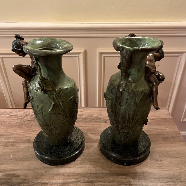 Late 19th Century Auguste Moreau Art Nouveau Vases - Pair For Sale - Image 5 of 12