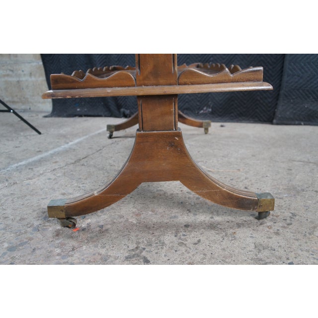 Antique English Regency Style Mahogany Tri Level Dumbwaiter Serving Table Gallery For Sale - Image 12 of 14