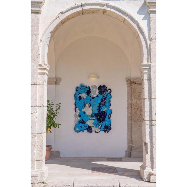 Blue Caelum Contingo Metallic Tapestry in Mirrored Finish Aluminum by Altreforme For Sale - Image 8 of 9